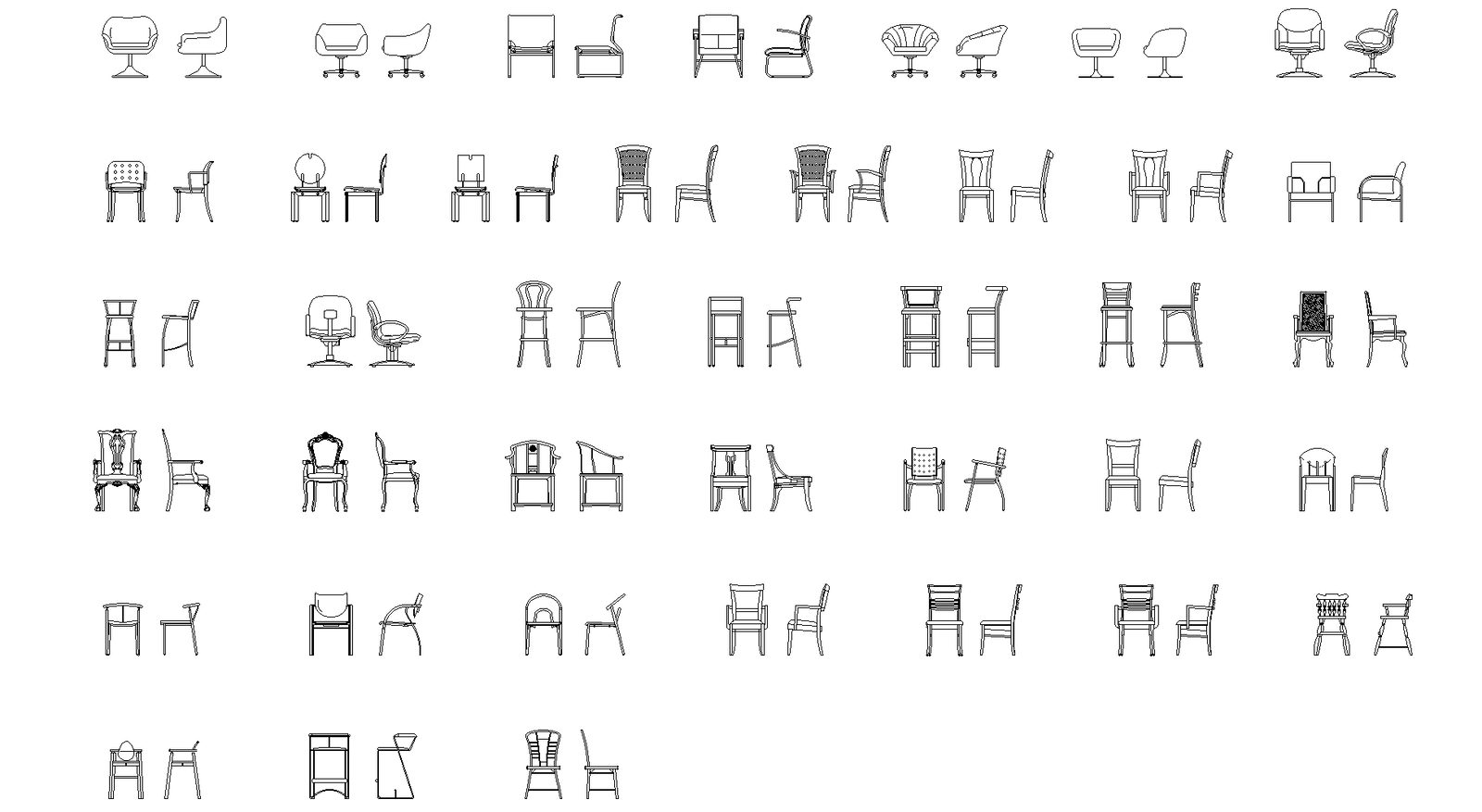 Chairs Plan Detail AutoCAD File for Furniture Layouts