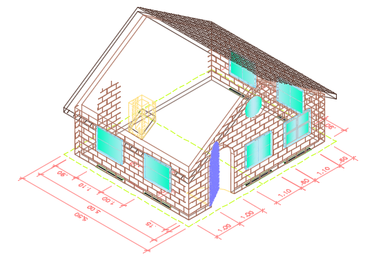 Chalet 3 d plan detail dwg file