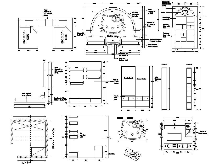 Children Bedroom Plan DWG File