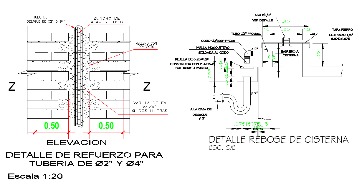 Cistern overflow detail dwg file