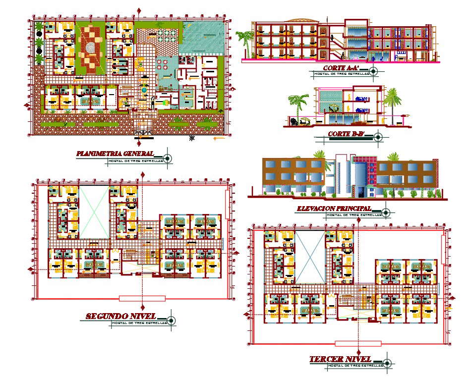 City hotel project with DWG File  