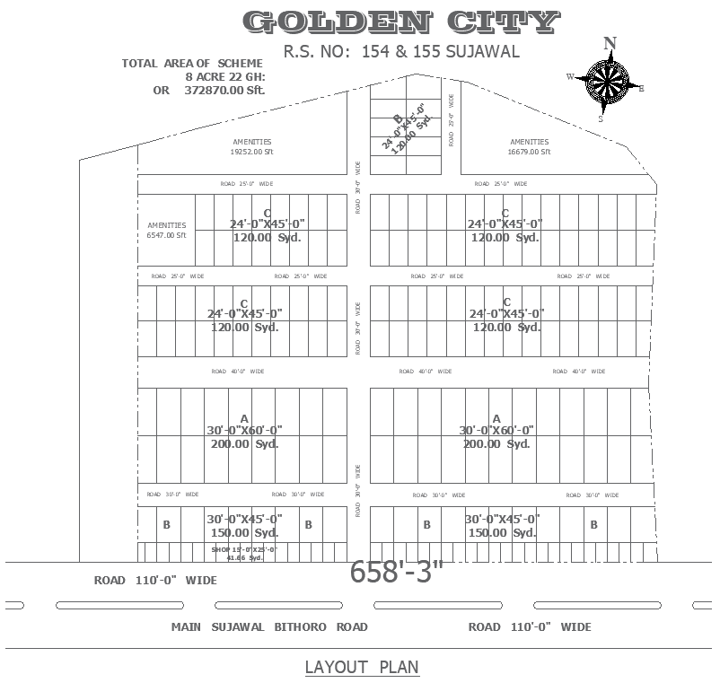 City planning with all amenities detail layout plan plot division in size of 120syd DWG AutoCAD drawing