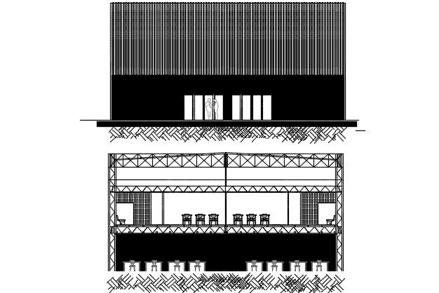 Class room elevation and section detail dwg file