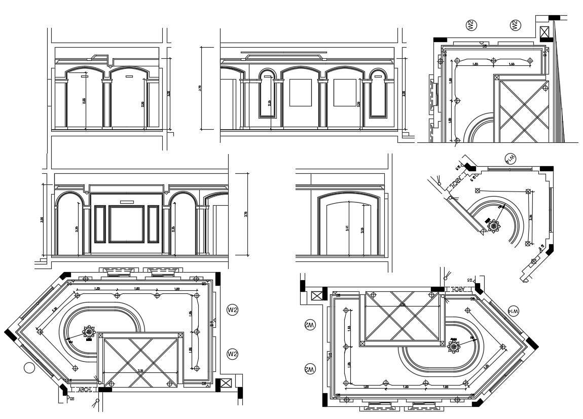 Classic Bedroom Ceiling Design DWG File