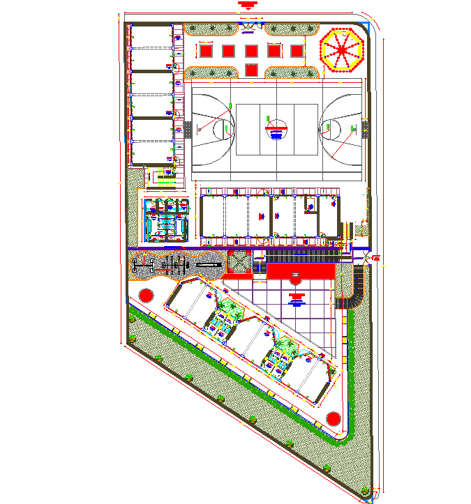 Classroom Architectural plan of a school  dwg file