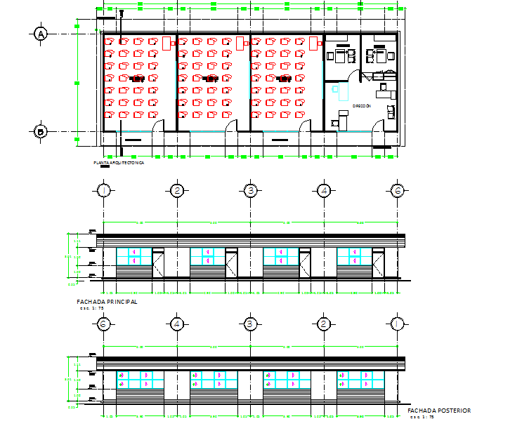 School Classroom Module Layout Plan in DWG Format