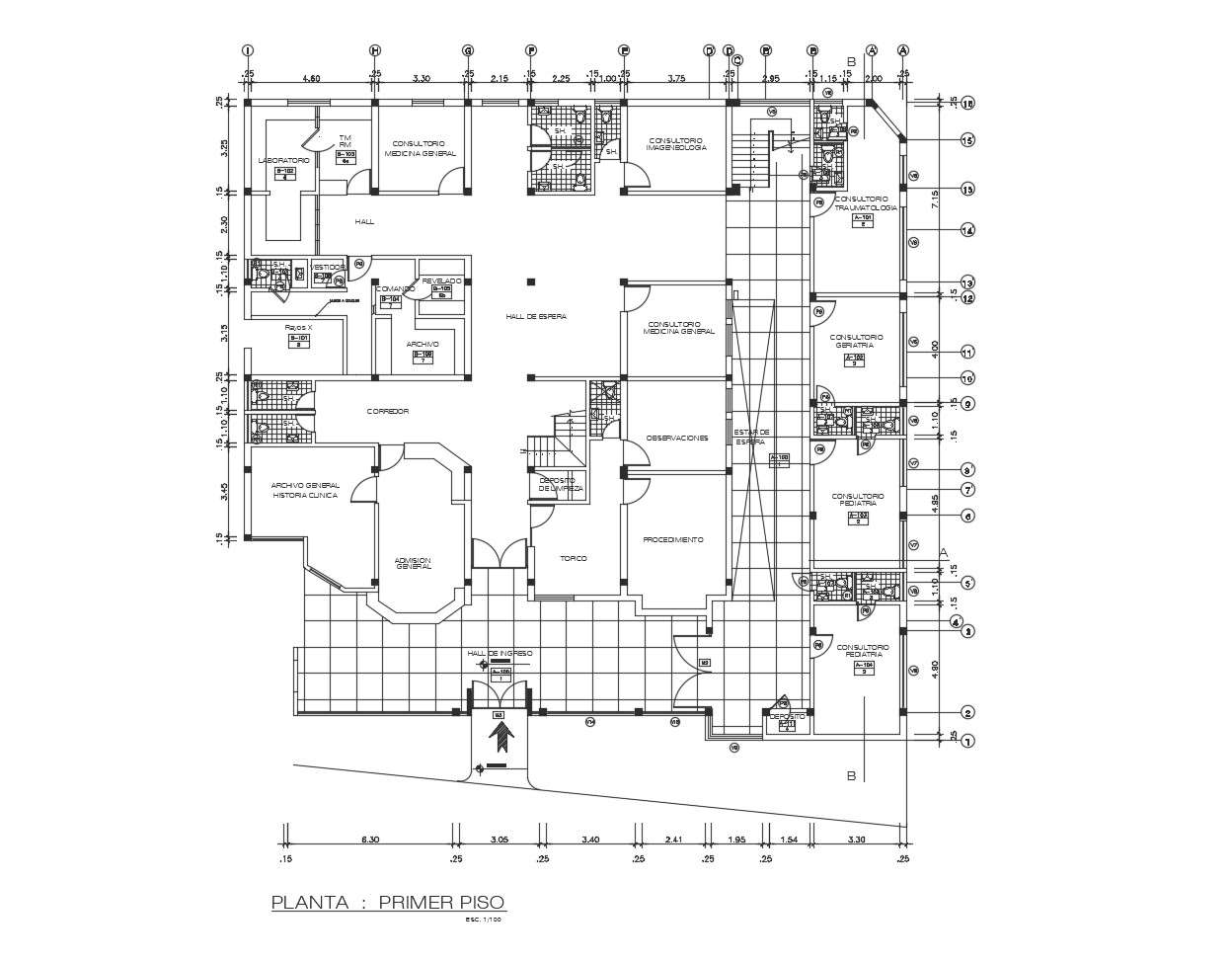 Clinic plan with detail dimension in dwg file 