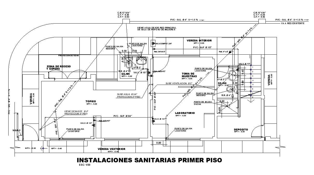 Clinic Plumbing Layout Plan AutoCAD Drawing Download DWG File