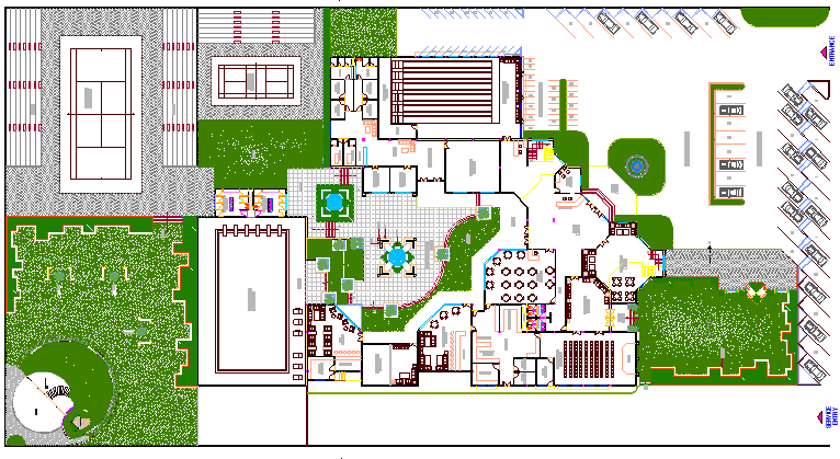 Club house site plan and club house architecture design dwg file
