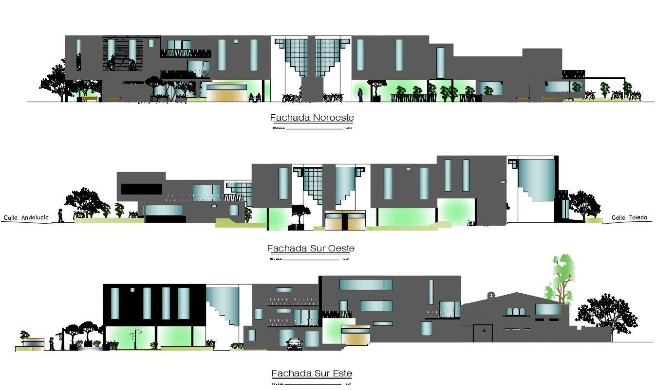 Clubhouse Elevation Design DWG File