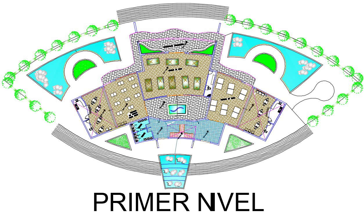 Clubhouse floor plan detail specified in this AutoCAD drawing. Download this 2d autocad drawing file. 