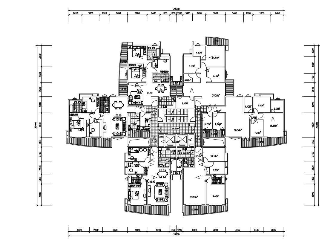 Cluster Apartment Home Plan AutoCAD Drawing 