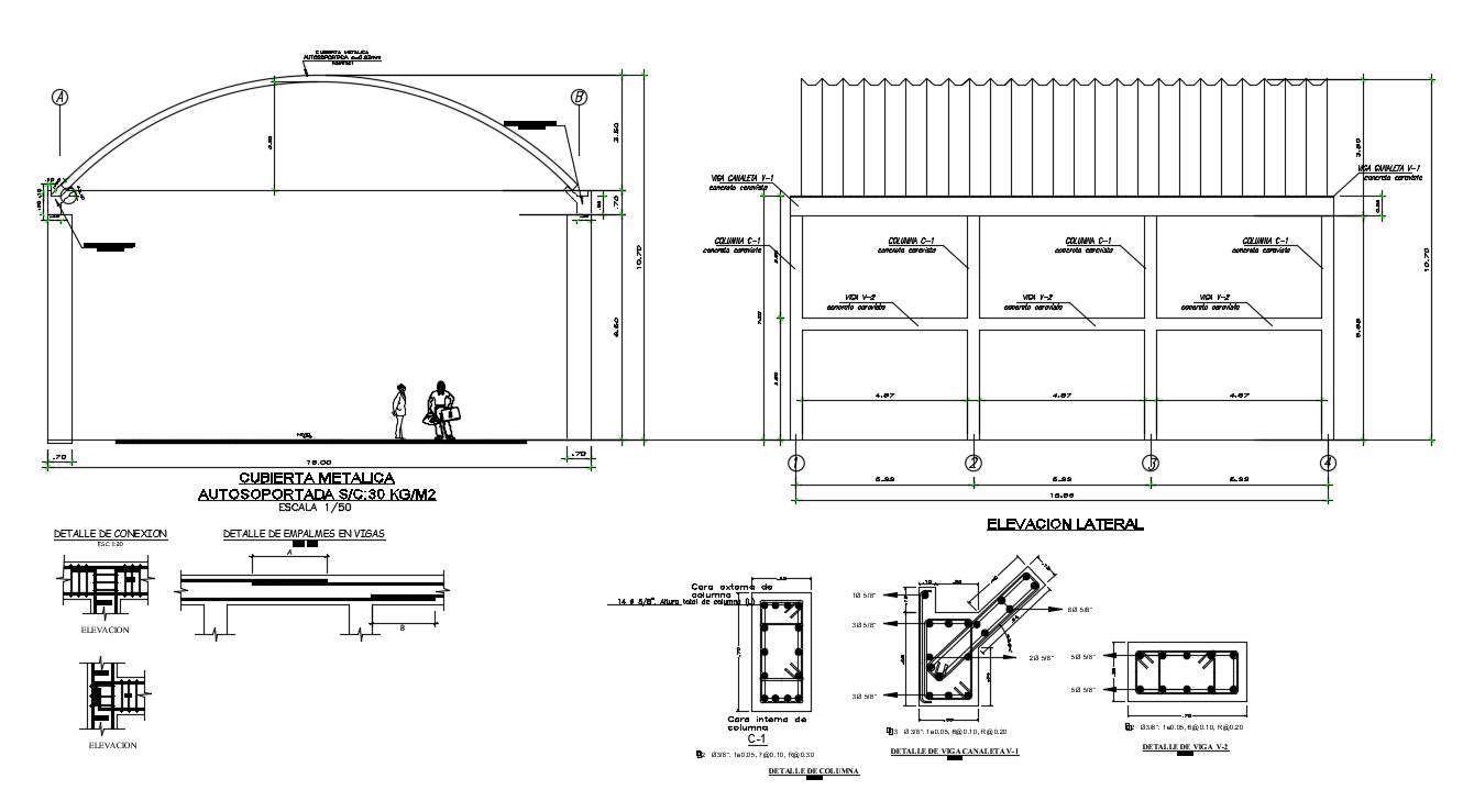 College elevation in autocad
