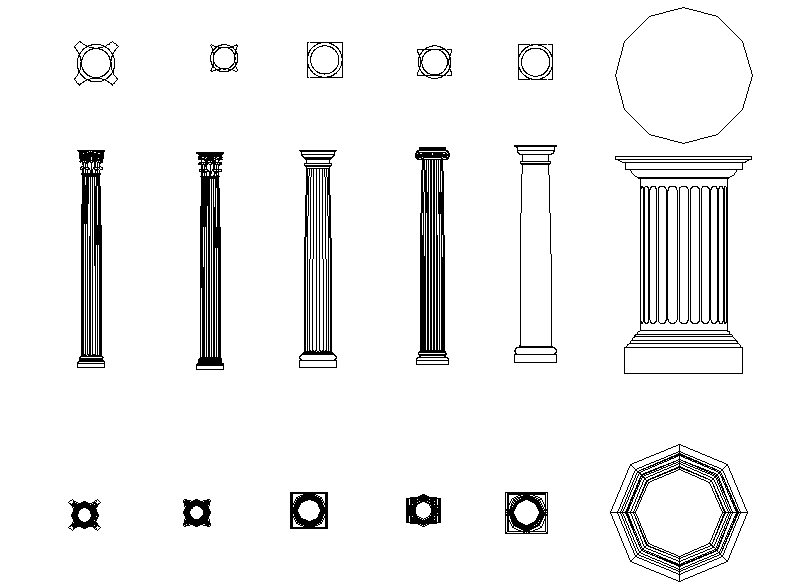 Column Capital blocks dwg file