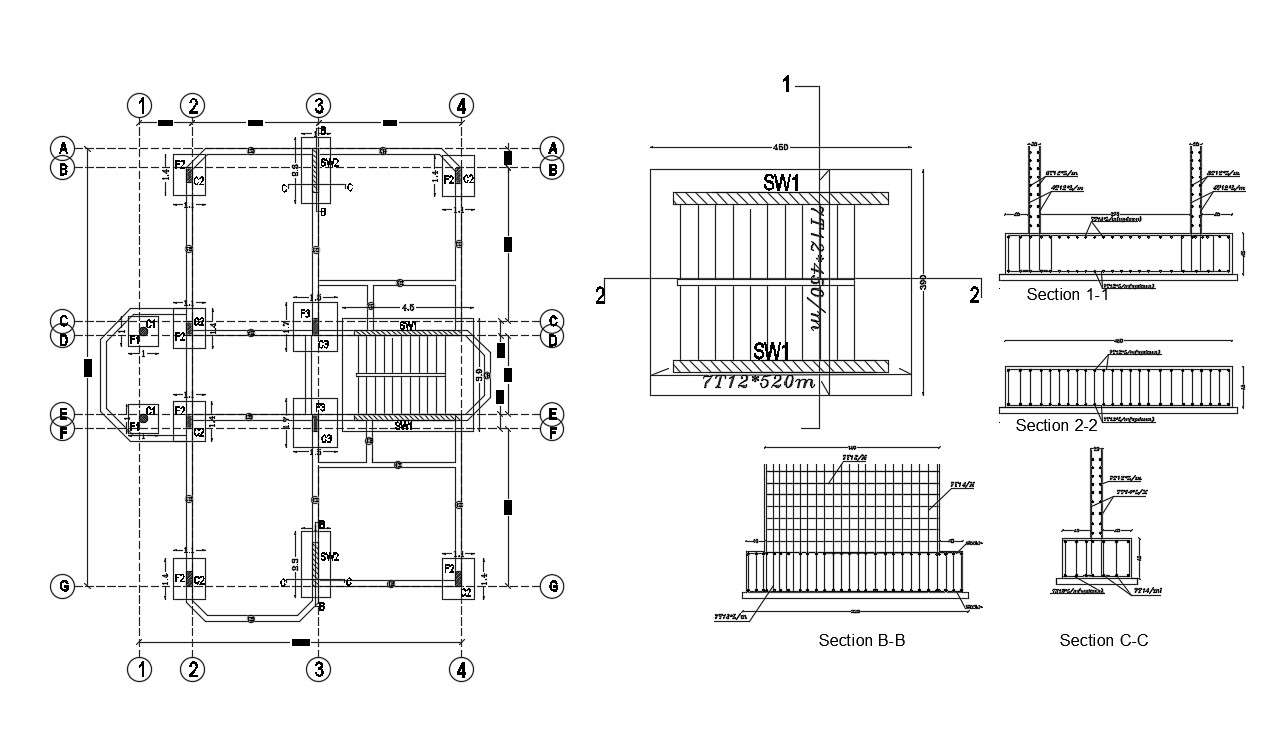 Column Footing CAD Drawing Download
