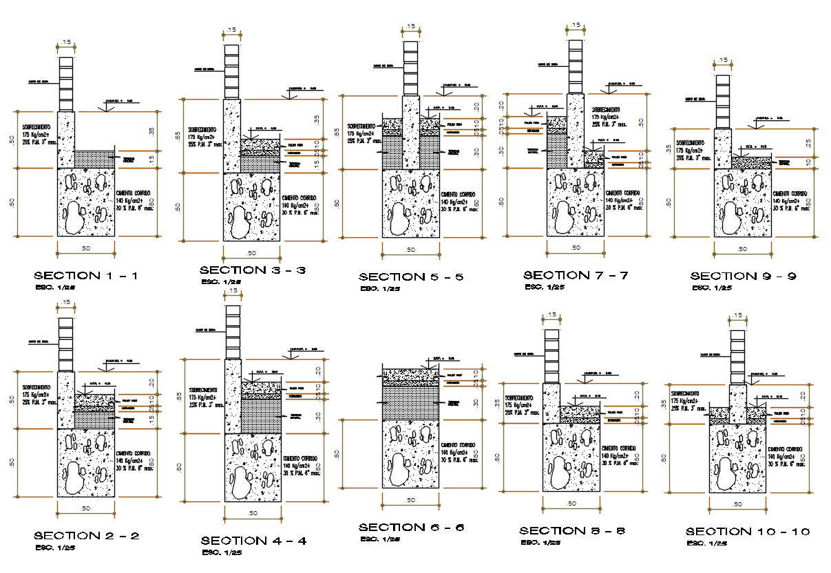 Column Footing Section DWG File