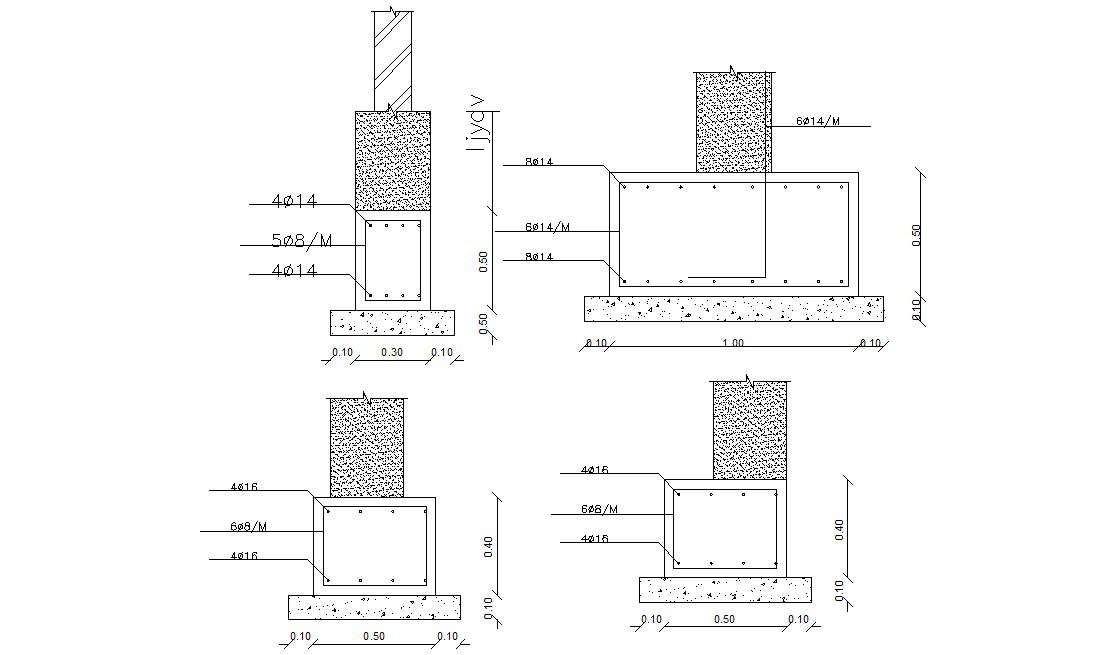 Column Foundation Section Design Structure Drawing 