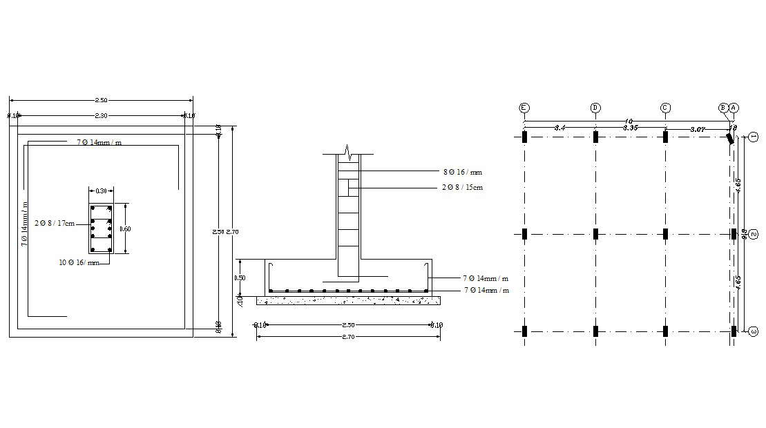 Column Foundation Structure Drawing Free Download DWG