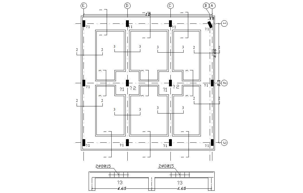 Column Foundation Structure Plan CAD Drawing