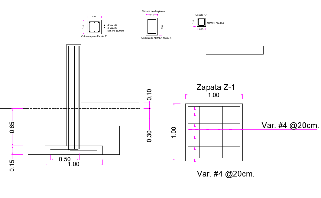 Column and Foundation section plan layout file
