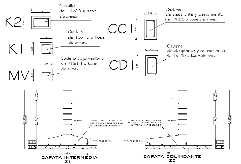 Column and foundation section plan layout file