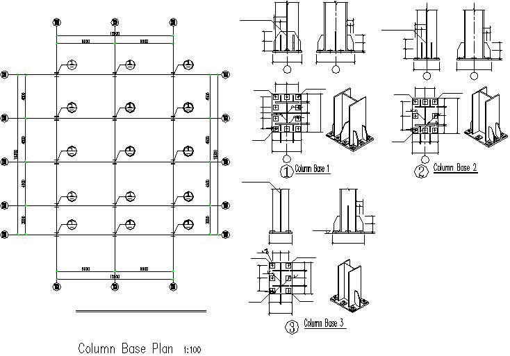 Column base plan detail dwg file