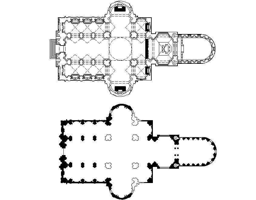 Column church plan detail dwg file