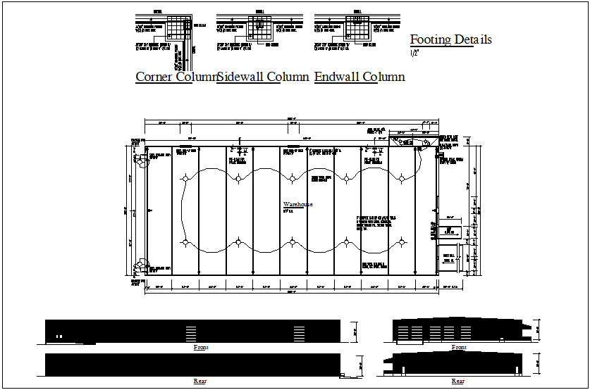Column detail with sodium vapor ceiling lamp mounting view dwg file