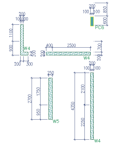 Column details of roof with measures dwg file