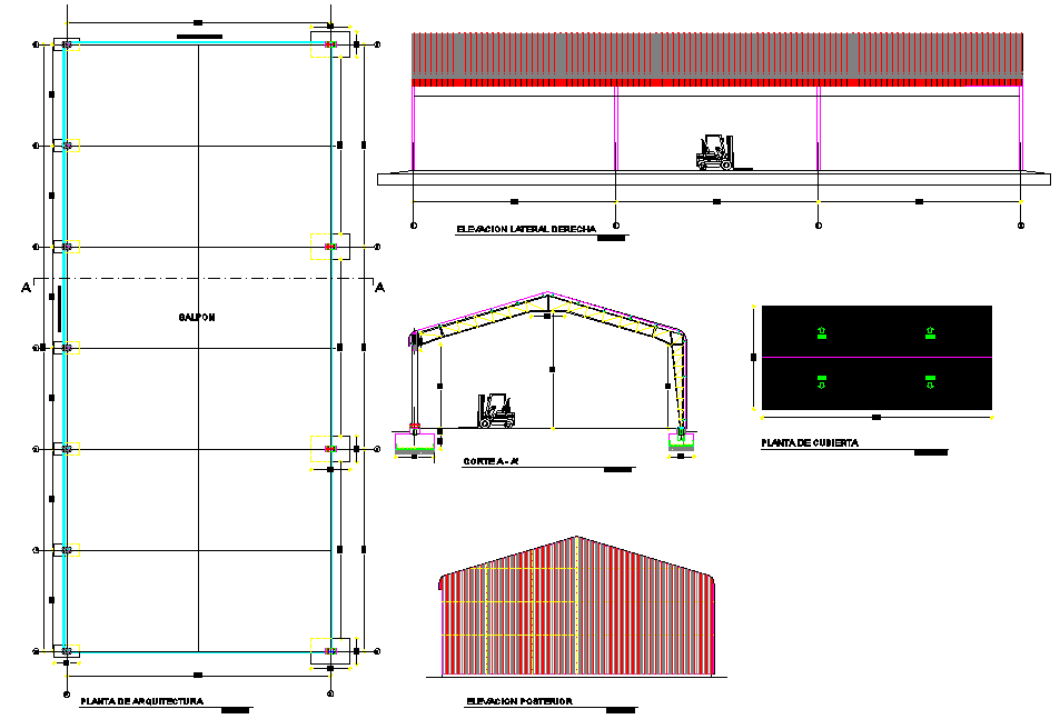 Column plan, elevation and section detail dwg file