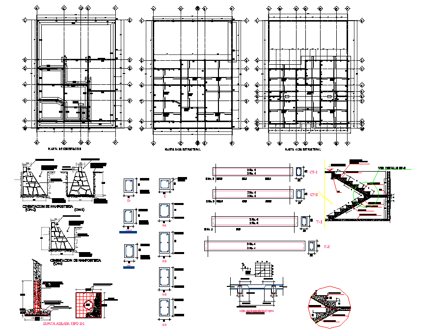 Column plan and section dwg file