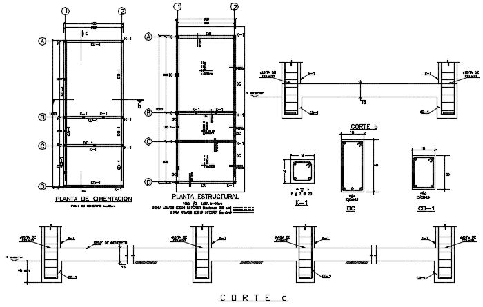 Column plan detail dwg file