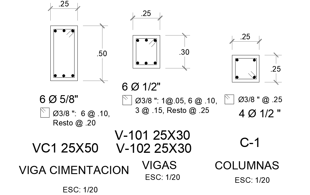 Column section detail dwg file