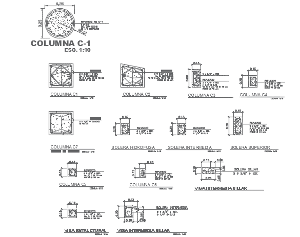 Column section detail dwg file
