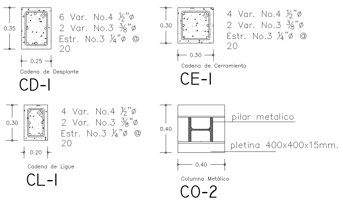 Column section detail dwg file