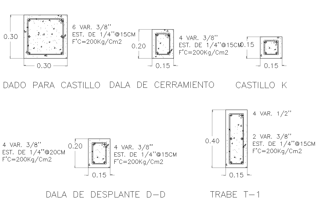 Column section plan detail dwg file