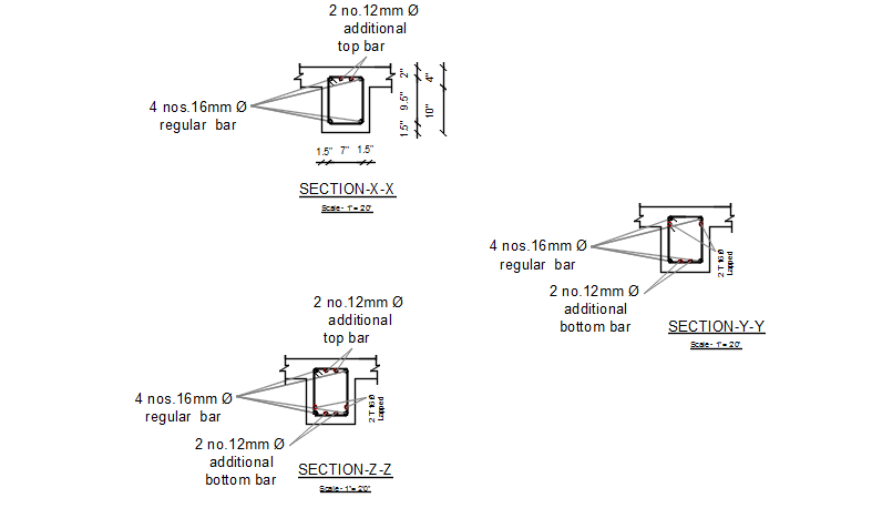 Column section plan detail dwg file