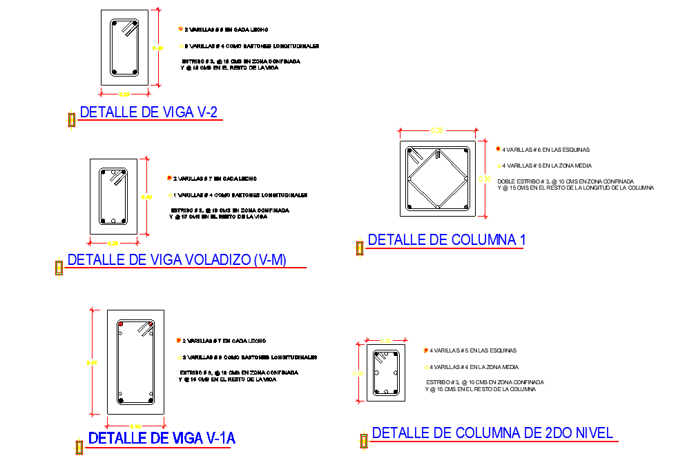 Column section plan detail dwg file
