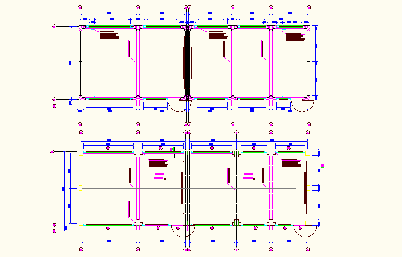 Column view of school classroom plan dwg file