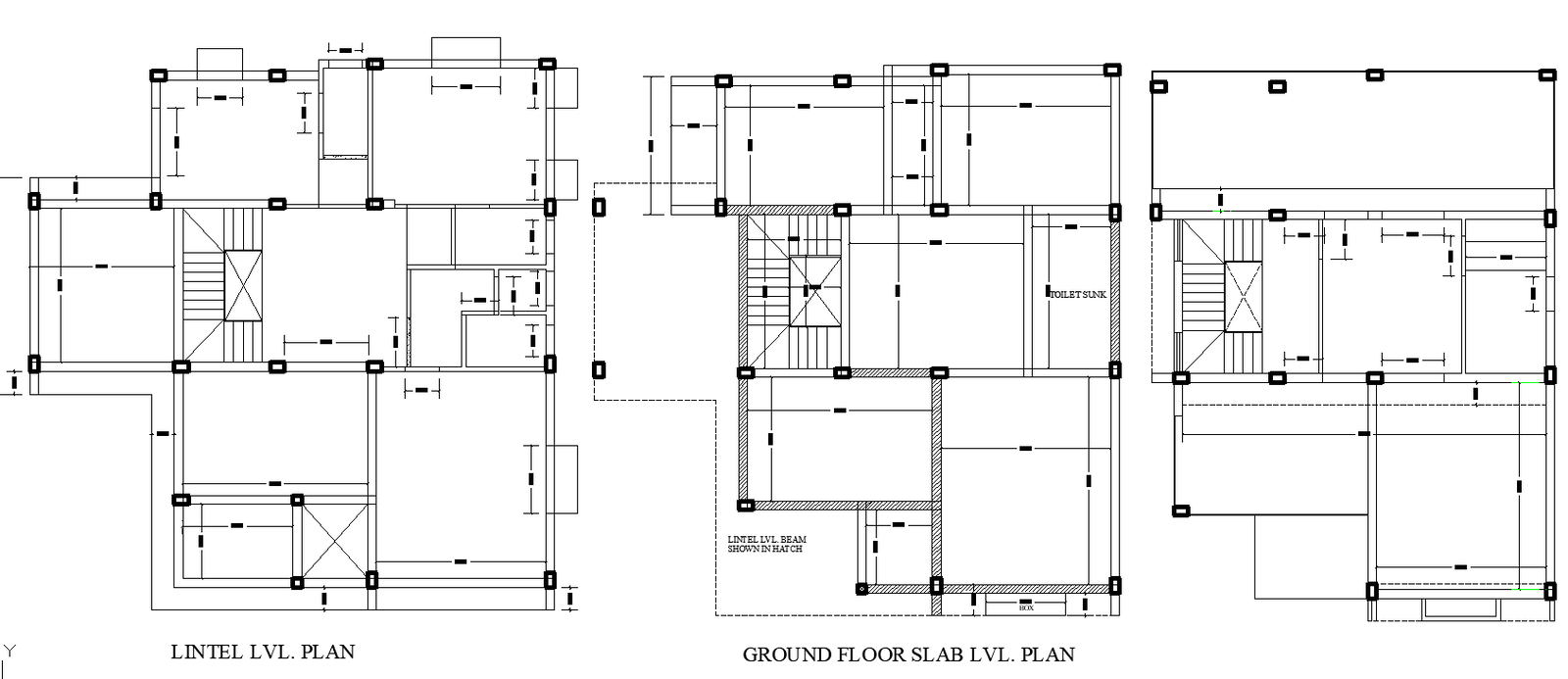 Column Location Detail for Bungalow in CAD Drawing
