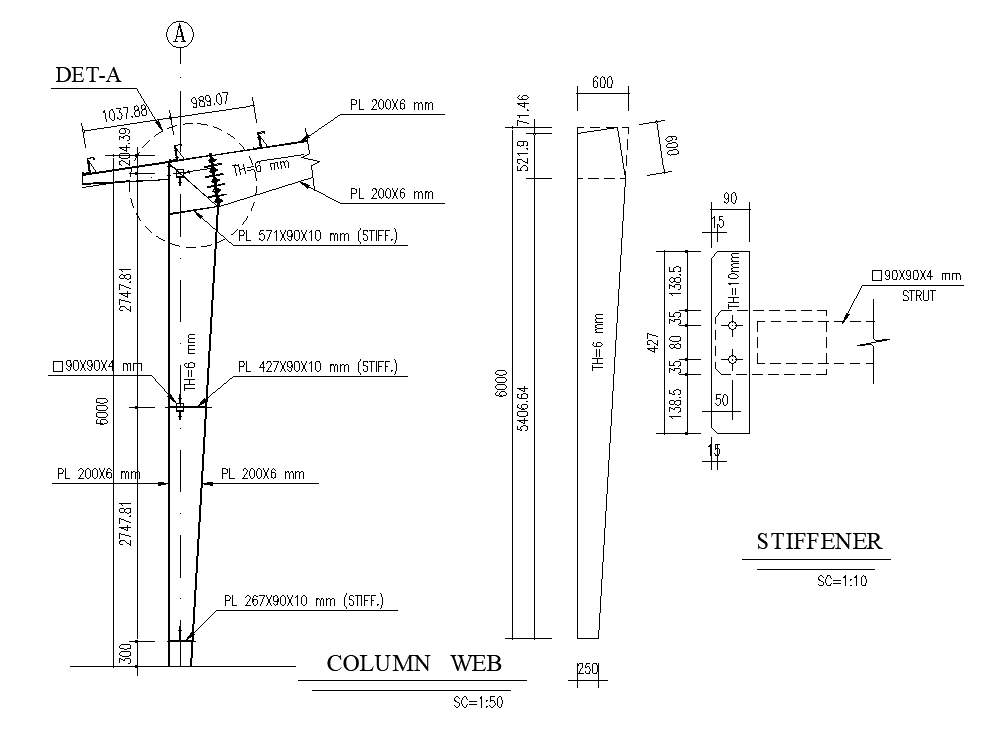 Column Web And Stiffener CAD Drawing Download Free DWG File