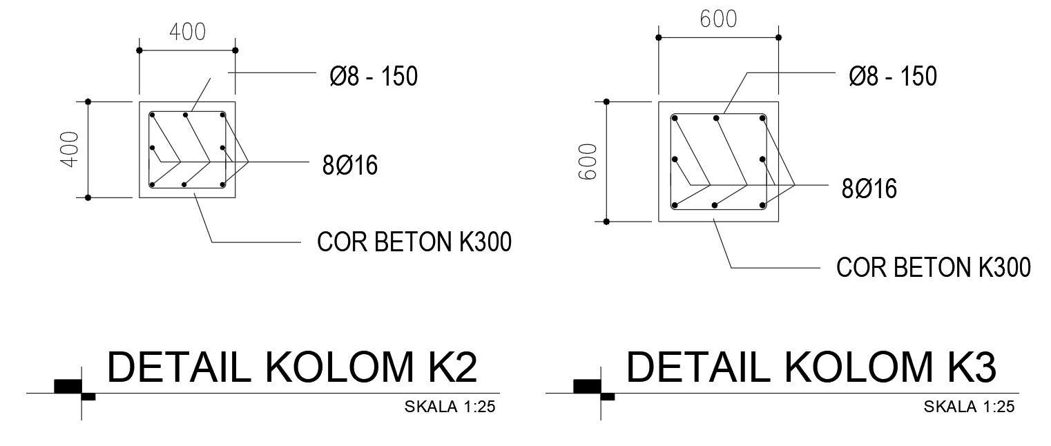 Column reinforcement details in AutoCAD drawing, CAD file, dwg file