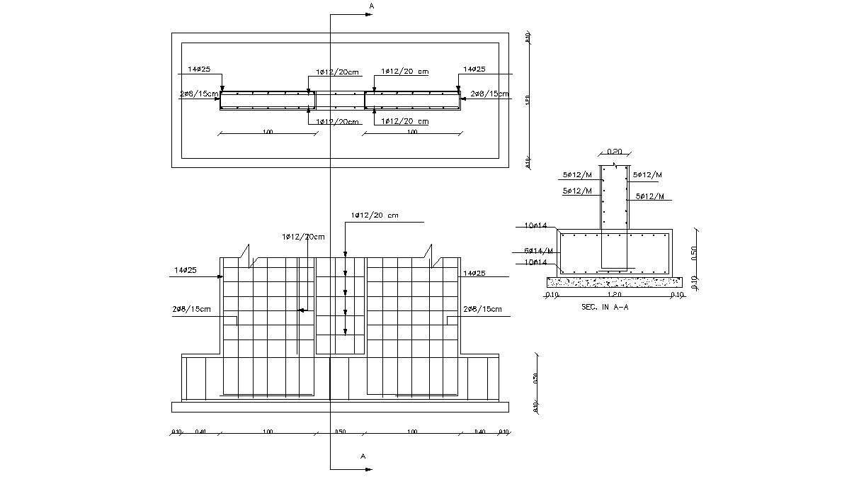 Combine Footing Pad And Column Design DWG File