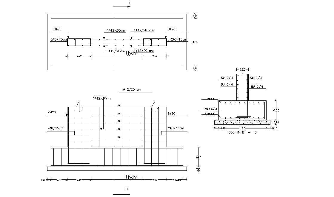Combine Pad Foundation Plan Free DWG File