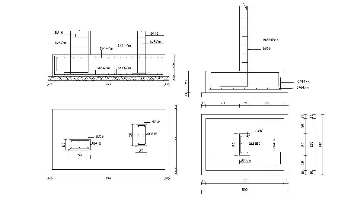 Combined Footing Foundation Free DWG File