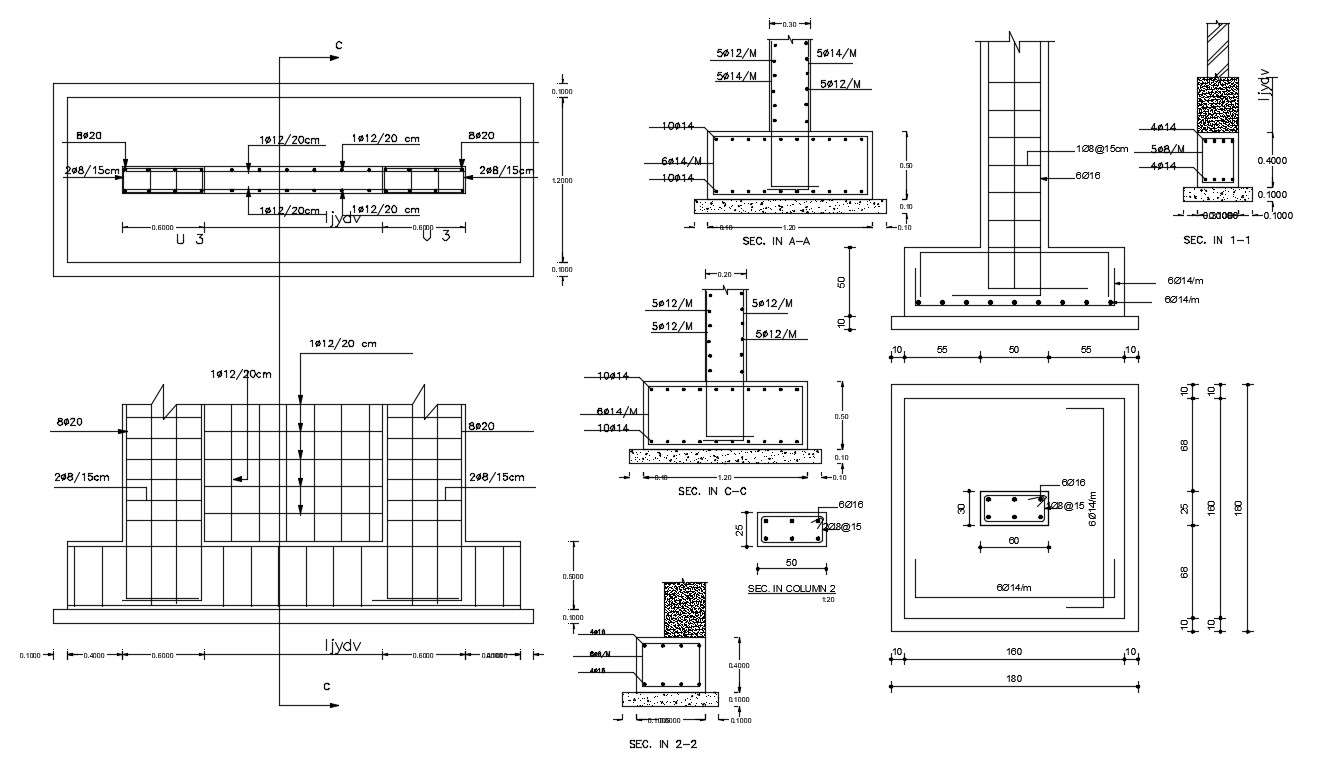 Combined Pad Foundation Design Spreadsheets DWG File