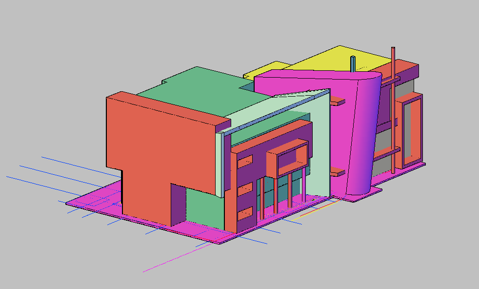 3D Business Center Elevation Design Plan Detail in DWG Format File