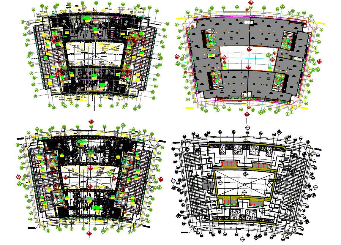 Commercial Building Design With Different Floor Plan AutoCAD File 