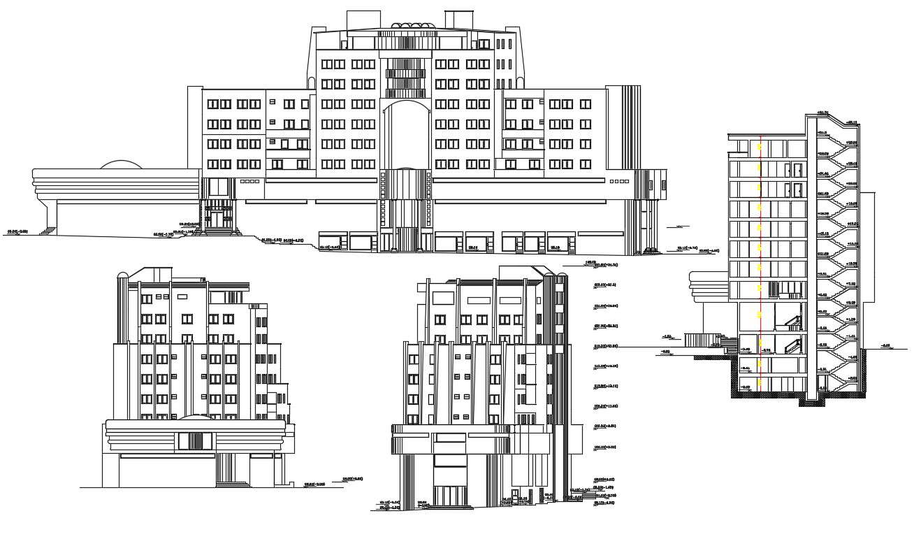 Commercial Building Elevation Design DWG.