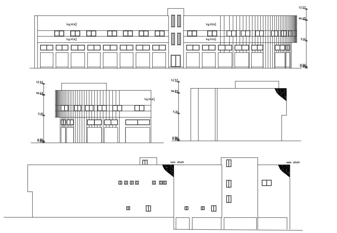 Commercial Building Elevation In AutoCAD File